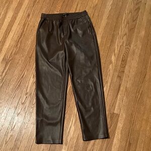 Banana Republic Brown Faux Leather Pants in Small Tall with Fuzzy Inside